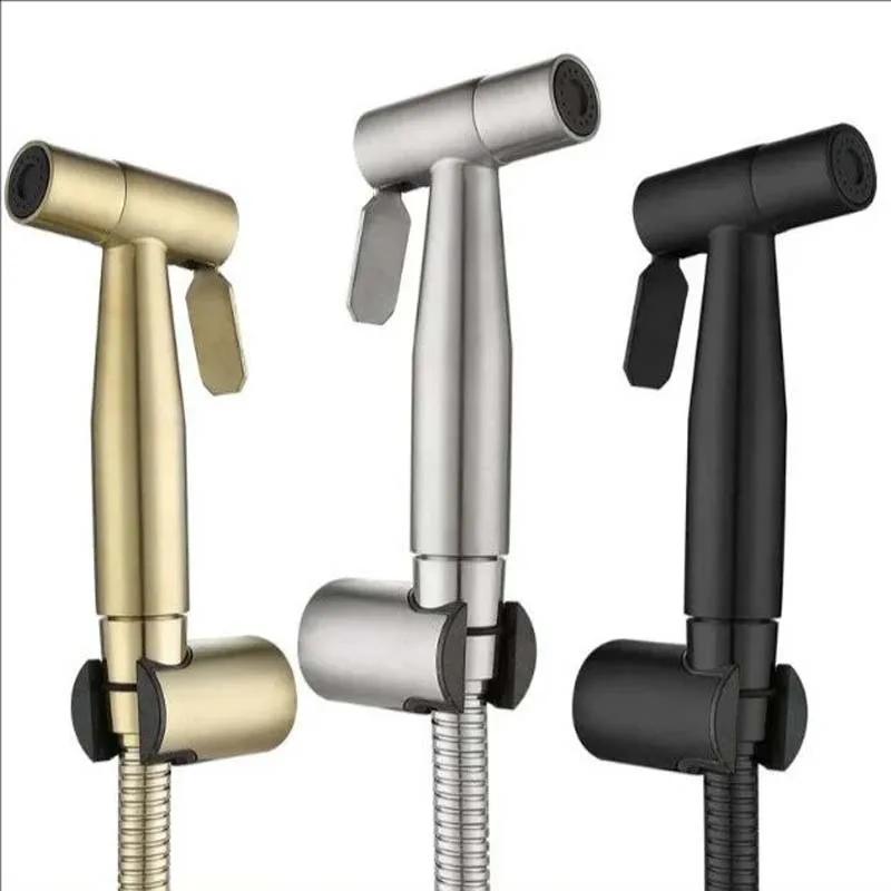 Brush Gold Handheld Toilet Bidet Sprayer Set Accessories Black Bidet Faucet for Bathroom Sprayer Self Cleaning