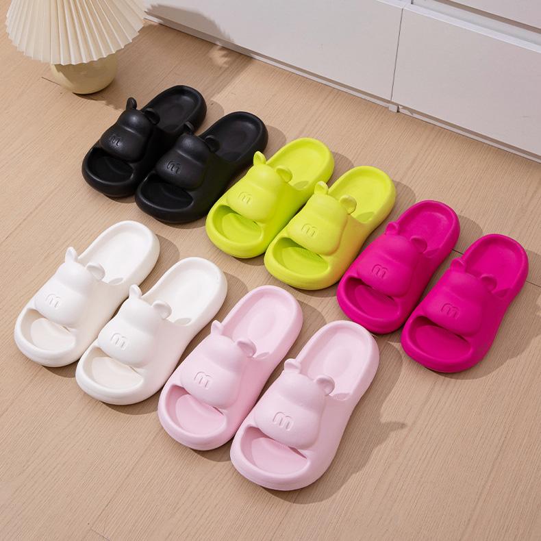 Women Spring Summer Large Size Soft Thick Bottom Indoor Slippers Casual Bear Solid Color Anti Slip Bathroom Slippers 36-45