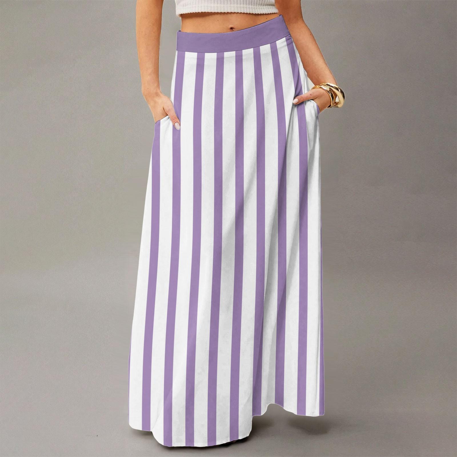 

Женская повседневная складная юбка макси с высокой талией, драпированная, свободного кроя, с карманом, в полоску, в клетку XXL