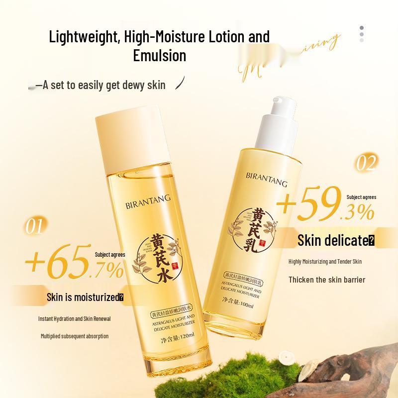 Tonico & Emulsione Idratante Leggera all'Astragalo Biran Tang per Pelli Idratate, Nutrite e Luminose.