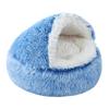 Round Hooded Plush Pet Bed Semi-Enclosed Indoor Small Cat Dog Cave Bed Winter Warm Kitten Puppy Sleeping Nest Pet Supplies