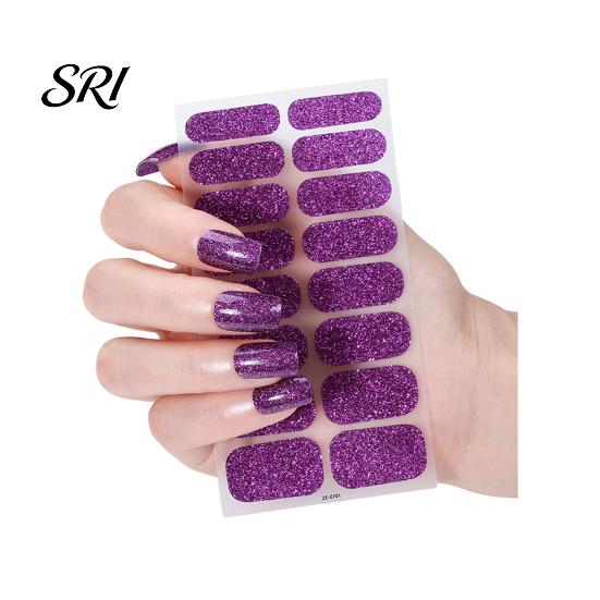 DIY Nail Strip Glitter Polish Strips with File Easy Apply Remove Self Adhesive Women Stickers Full Sticker Home Manicure Art Decoration Wrap Decals