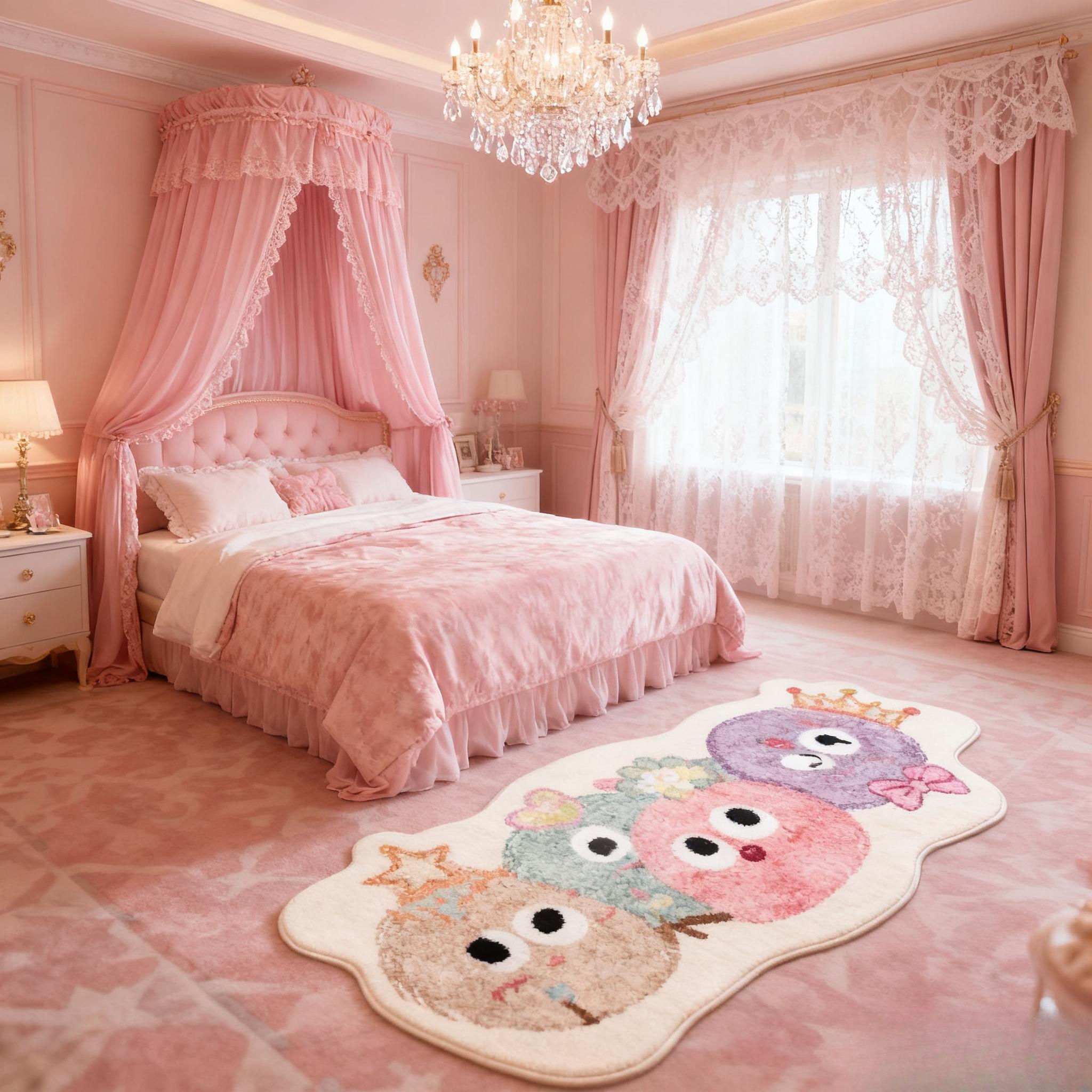Tapis style dessin animé pour chambre à coucher Forme irrégulière Tapis de décoration de salon Doux et moelleux Tapis de sol de chevet Épais Velours Tapis d'étude 50x80cm white