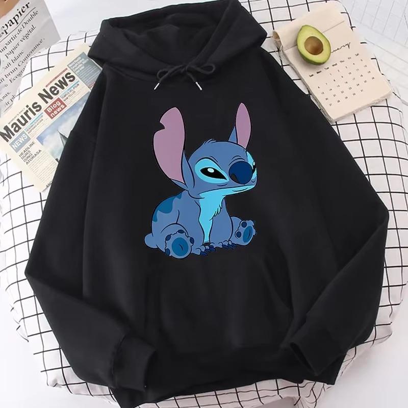 Lilo & Stitch Print Hoodie Cute Cartoon Disney Graphic Sweatshirt Autumn and Winter Men and Women Casual Long-sleeved Jumper Top