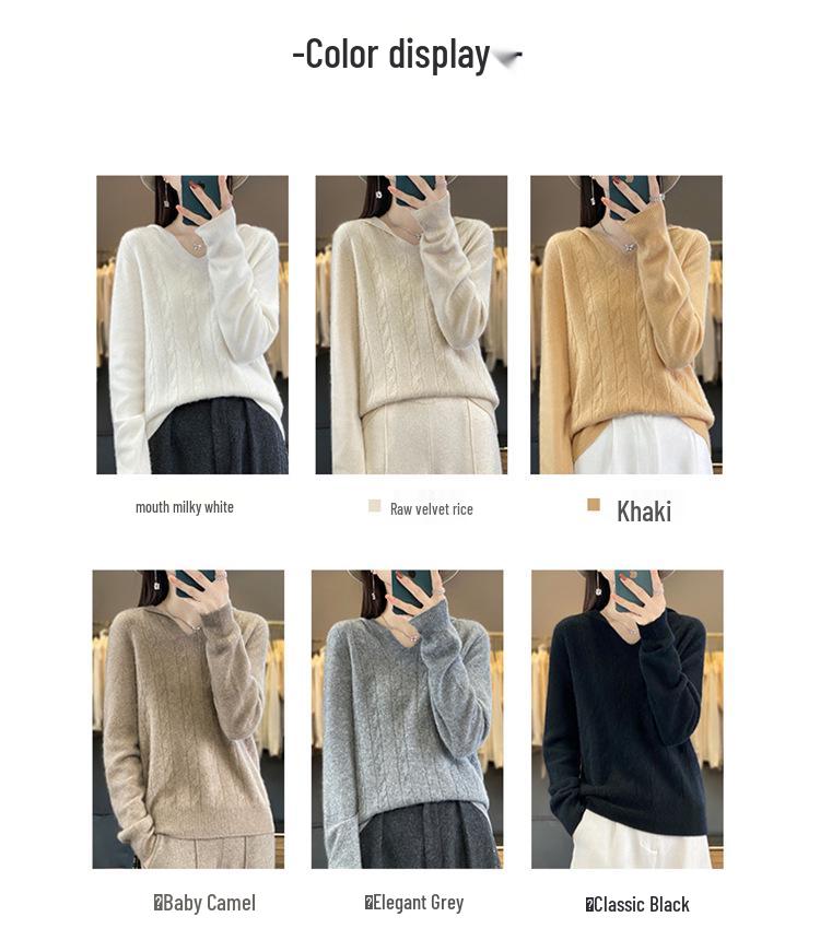 Solid Color Women's Wool Sweater: Classic Loose Fit, Cozy Autumn/Winter Wear