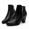 Wish20252018 Autumn and winter European and American retro polish thick heel foreign trade side zipper short boots women's factory