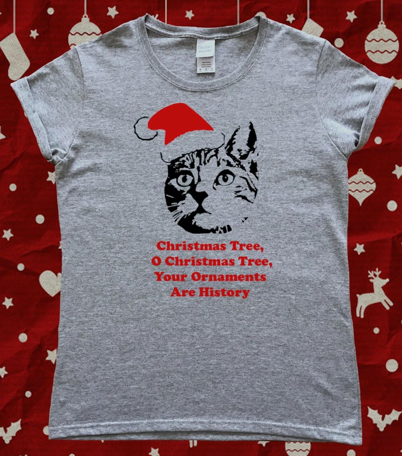 Funny Cat Lady Tabby Cat Christmas Ornament T-Shirt 4XL