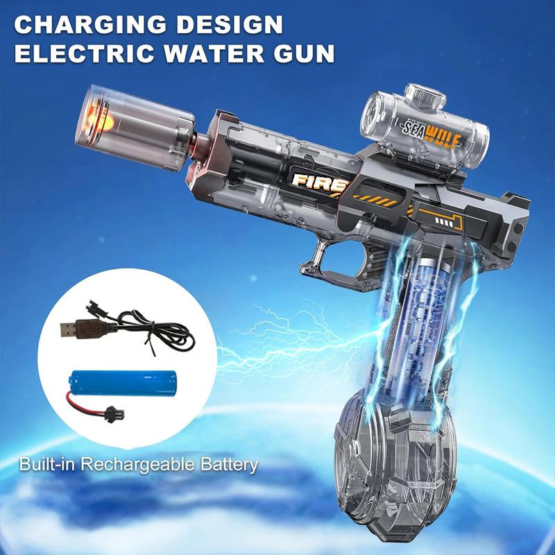 Non-Toxic Simulated Firing And Recoil Electric Water Gun Toys Children Automatic Sensor Lights Water Pistol Summer Outdoor Beach Kids Toy
