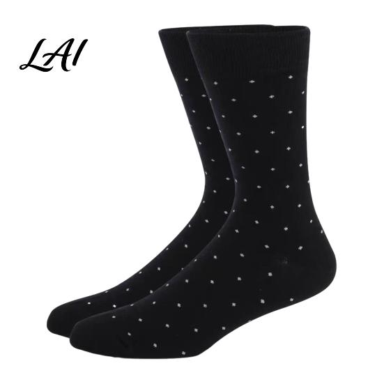 Soft Combed Cotton Footwear Men's Dress Socks Comfortable Crew Sock Solid Striped Plaid Dotted Breathable Business Socks Long Large for