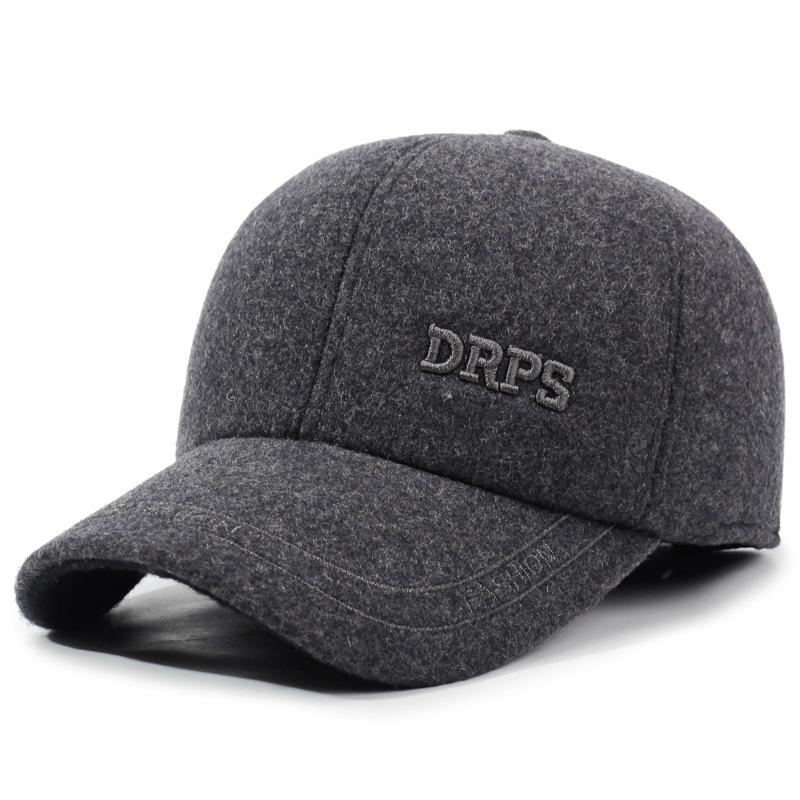 Large Cotton Peaked Cap Thickenedmen Cold-proof Peaked Cap Middle-aged and Elderly Woolen Heattech Back-sealed Ear Protection Cotton Cap