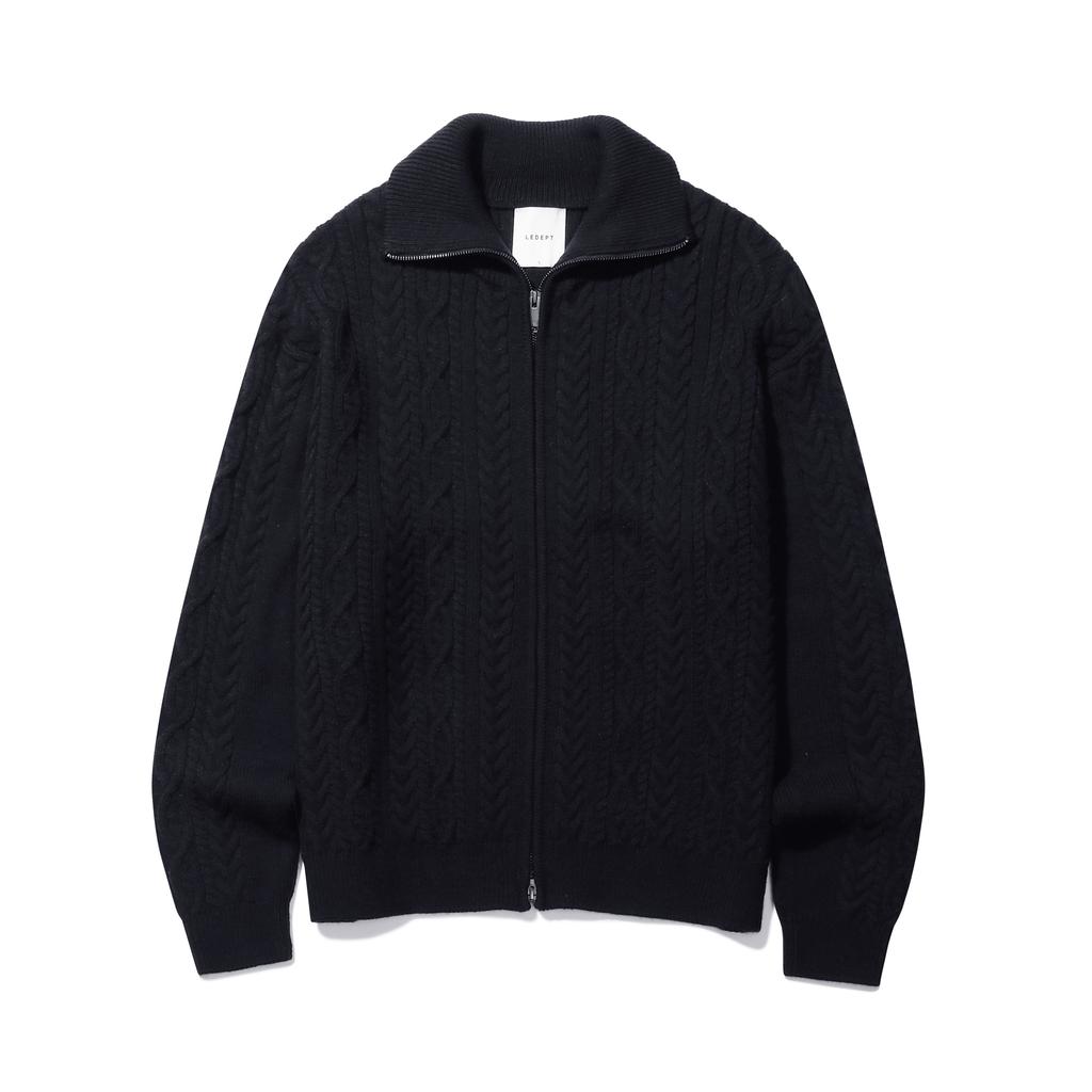 Ledept Wool Blend Cable Zip-Up Cardigan [3 Colors]