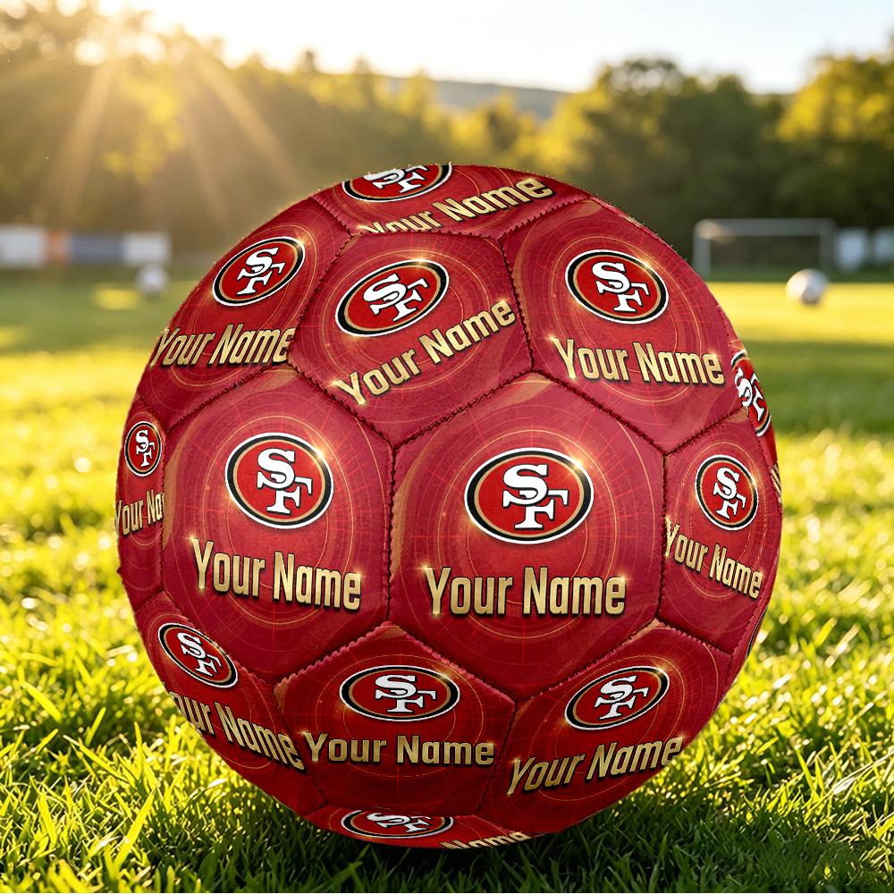 San Francisco 49ers Size 5 Football, Custom Name Text Personalized Soccer Ball Sport Training Gift