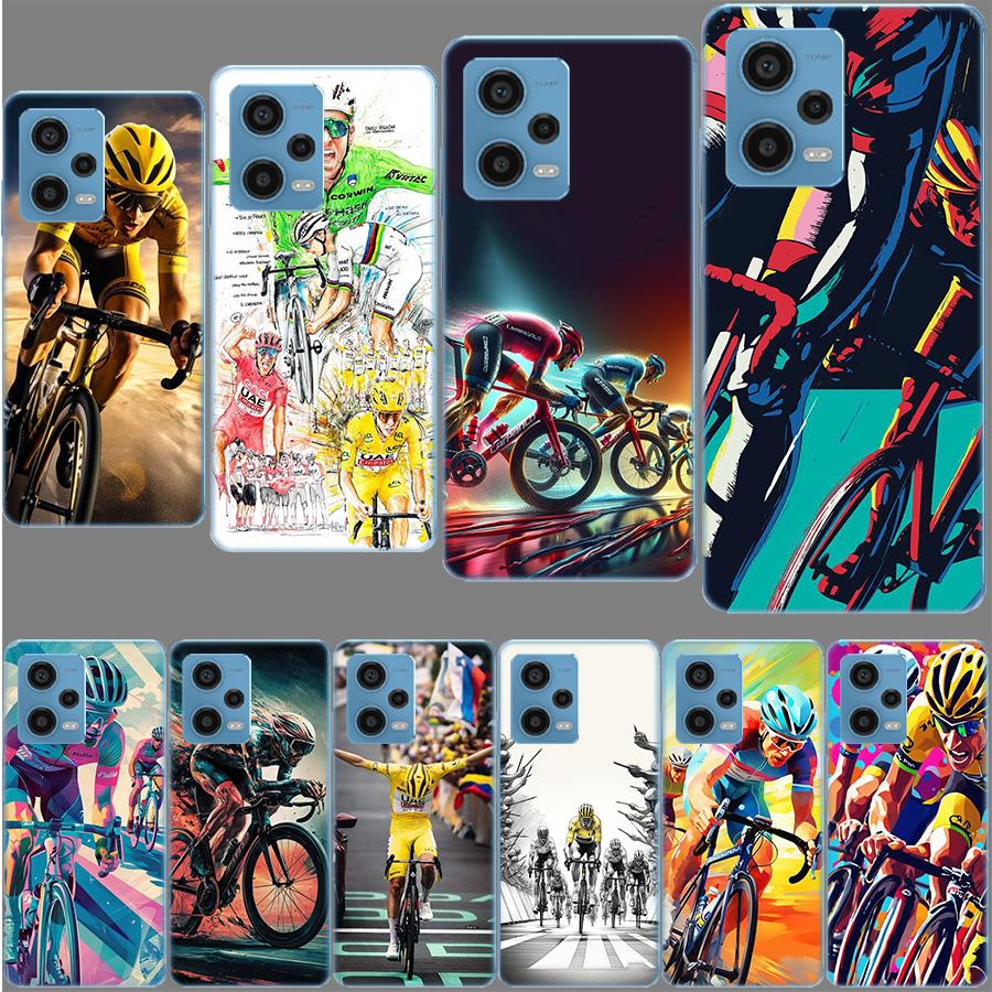 Bicycle Race Phone Case For Redmi Note 13 12 14 15 Pro Plus 13R 11 11T 11E 11S 10 Pro 10S 9 9S Cover Cell Clear TPU Capa Cases S