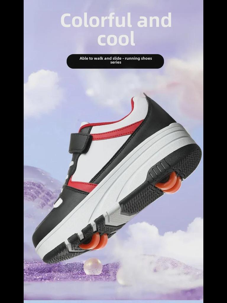 Barne konvertible løpe- og rulleskøyter med avtakbare hjul