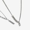 Rush Off Surgical Steel Two Flow Chain Necklace - Square Pendant