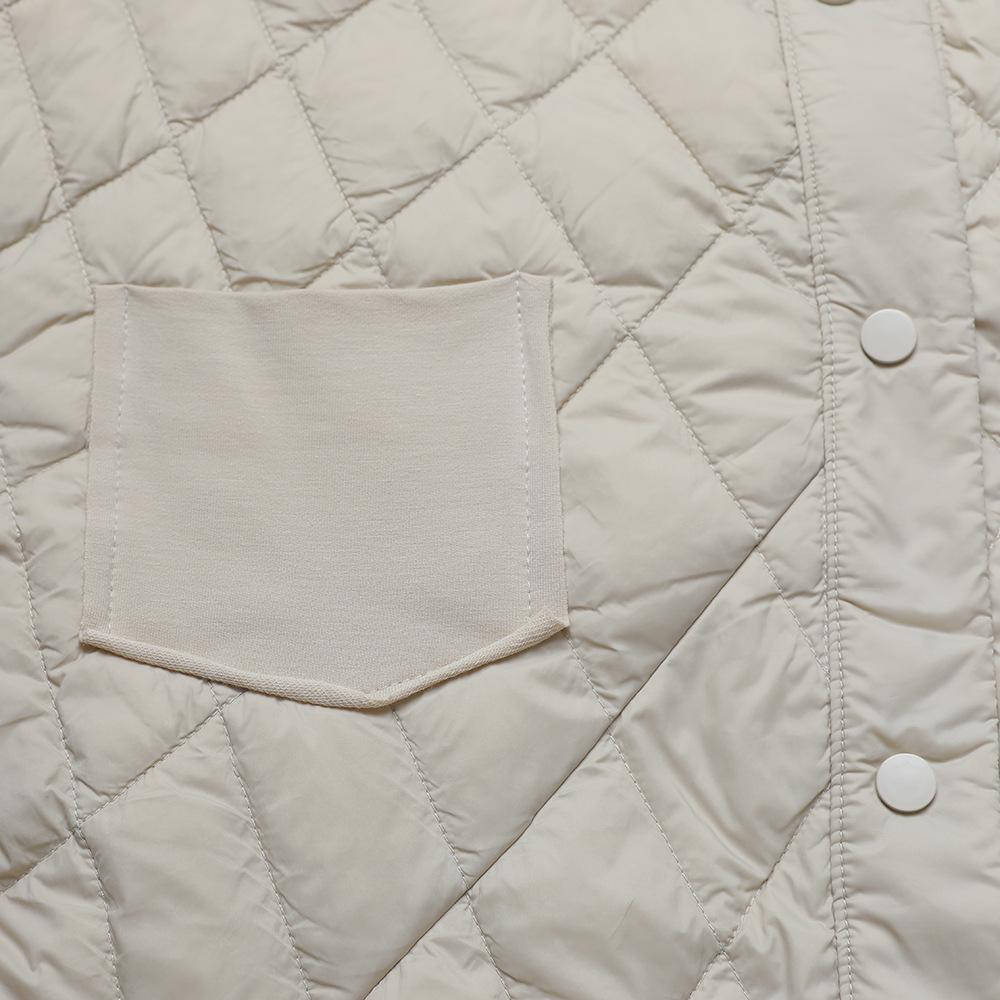 Solid color simple autumn and winter new fashion casual lapel solid color drawstring design down jacket women