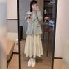 Cream white moonlight summer new seaside vacation temperament waist medium and long skirt gentle suspender dress
