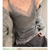 Women's Lace Trim V Neck Camisole Soft Knit Sleeveless Tank Casual Innerwear Daily Layering Top