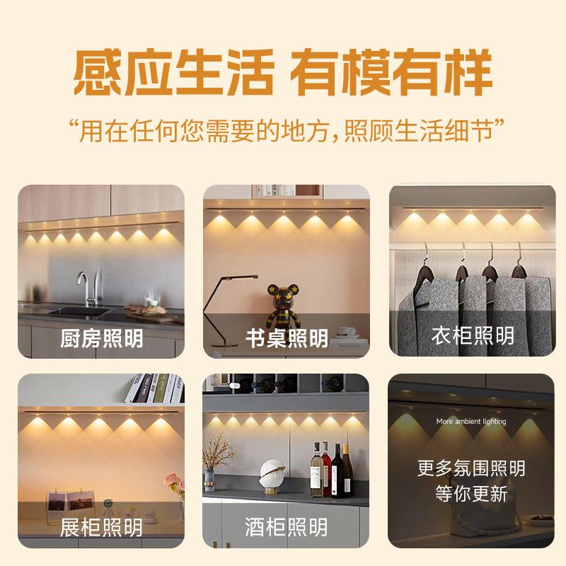 Ultra-Thin LED Cat's Eye Motion Sensor Lamp - Rechargeable & Self-Adhesive for Wardrobe or Wine Cabinet