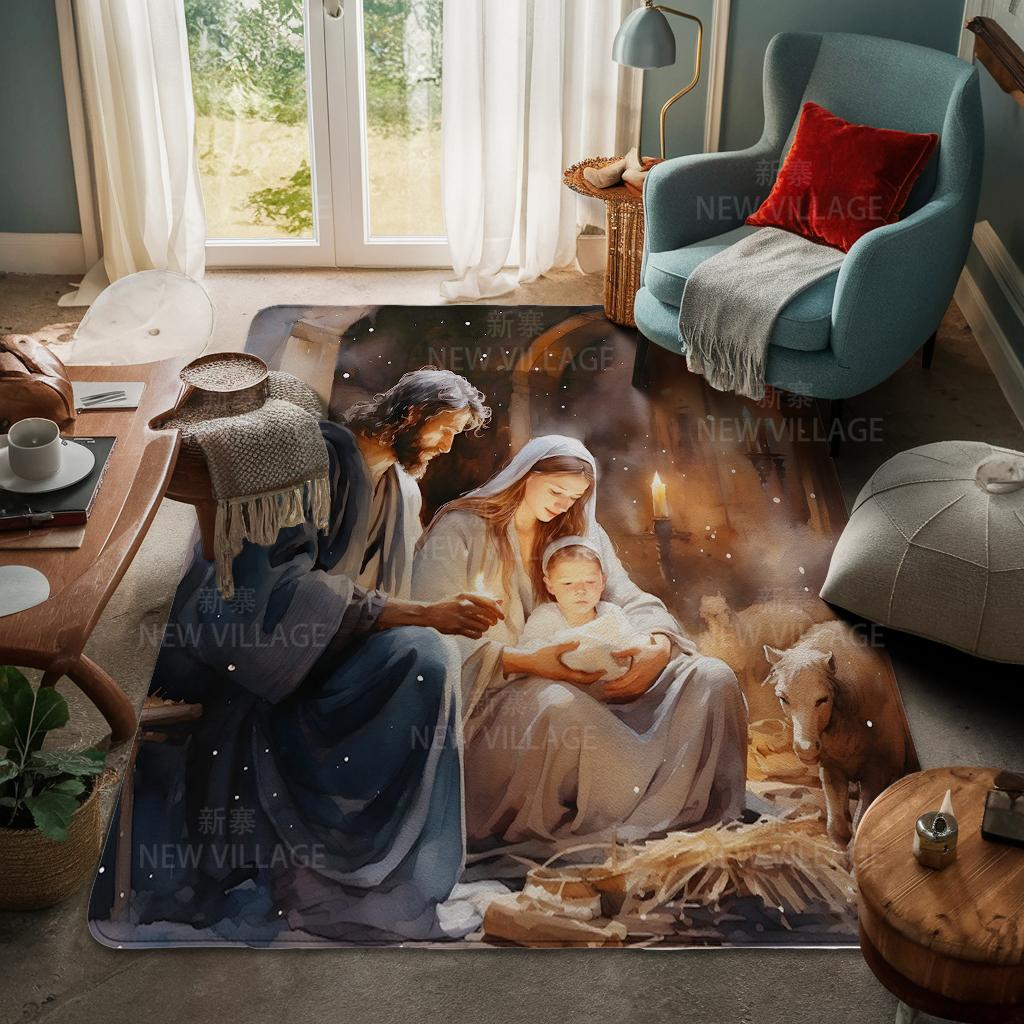 House Entrance Carpet Home Door Mat Living Room Bath Foot Bathroom Non-slip Water Absorption Rugs Bath Merry Christmas Winter