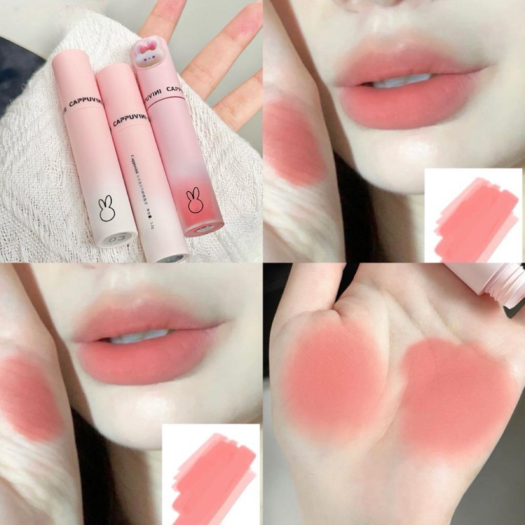 Cappuvini Розовая Макаронная Шелковистая Бархатная Матовая Грязь для Губ - Увлажняющая, Осветляющая Помада-Глянец для Губ