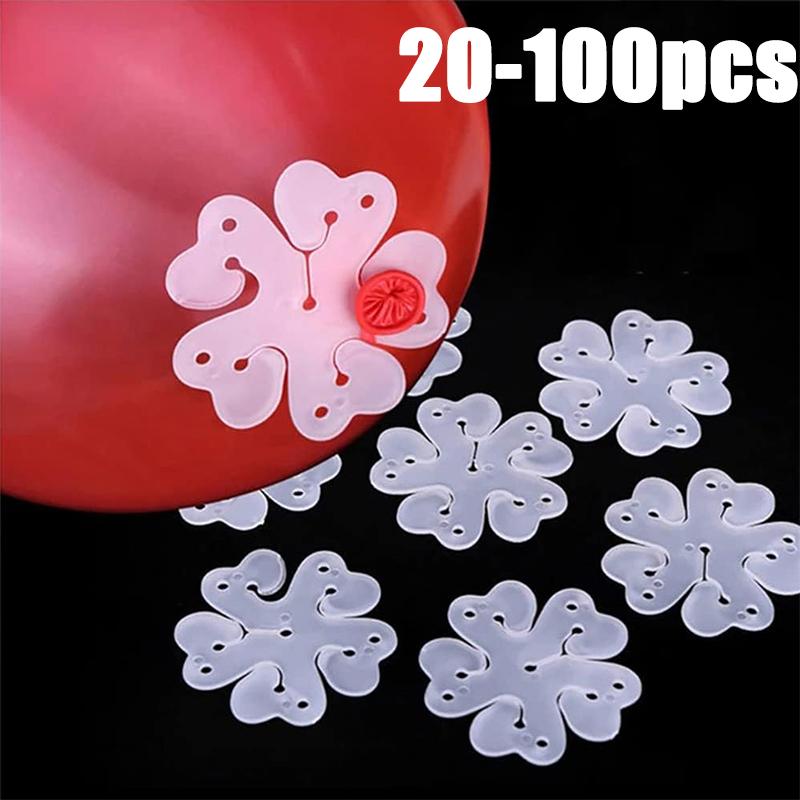 20-100pc Flower Shaped Balloon Clip Holder Balloon Connector Clips Plum Ring Buckle Birthday Wedding Party Balloons Sealing Clip