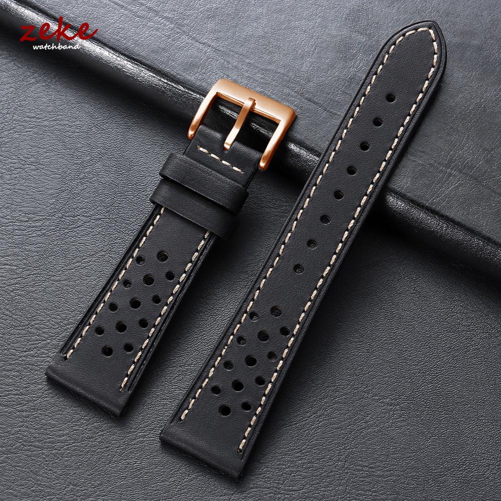 20mm 22mm 24mm Vintage Top-Grain Cowhide Strap for Men Women Universal Genuine Leather WatchBand Brown Breathable Sport Bracelet