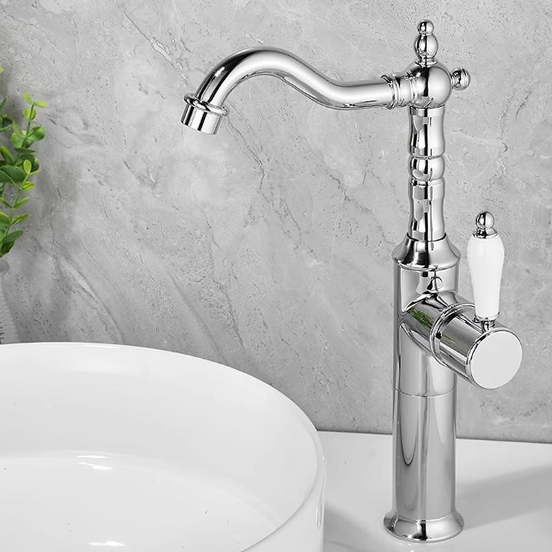 Antik brons handfat kran Guld badrumskran Däckmonterad Svart kökskran diskbänk kran Varm Kall Krom handfat Kran Mässing