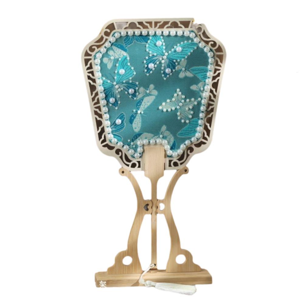 

Винтажный ручной веер, ручной работы, веер с жемчугом, портативный вышитый веер, для свадебной вечеринки Style 13