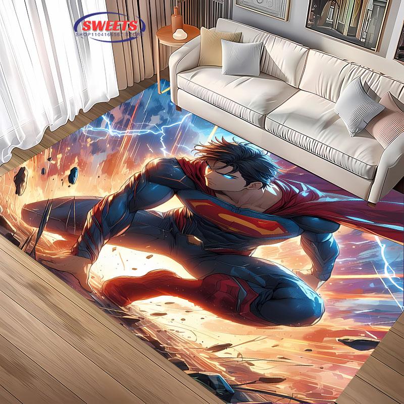 Novo Tapete do Superman! Embeleze o Espaço,Adicione Macio e Confortável,Sala de Estar Quarto Porta de Entrada Área de Escritório Pode Ser Usado Tapete