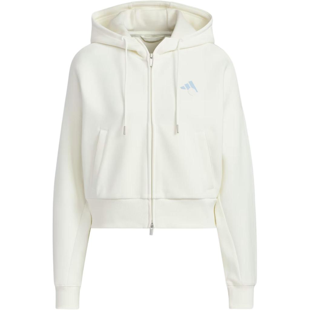 Adidas Verbiage Double Knit Reversible Full Zip Loose Fit Knit Drop Shoulder Long Sleeve Jacket Women Jacket Off-White JZ1646