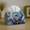 1pc Tissue Box Holder with Luxury Fantasy Floral Design-Rose Blue Crystal,Durable Polyester,Ideal for Kitchen,Living Room,Bedroom,Bathroom,Car-Holiday
