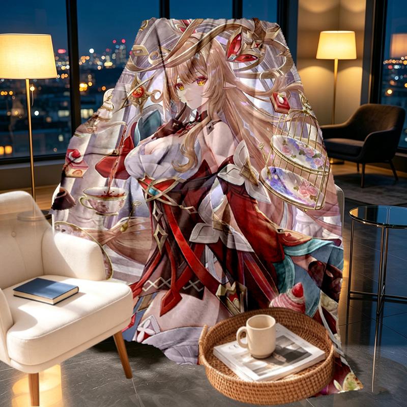 Genshin Impact Print Decke - Weich & Bequem, für Schlafzimmer, Reise, Sofa, Heimdekoration - Geburtstags-Weihnachtsgeschenk für Freund