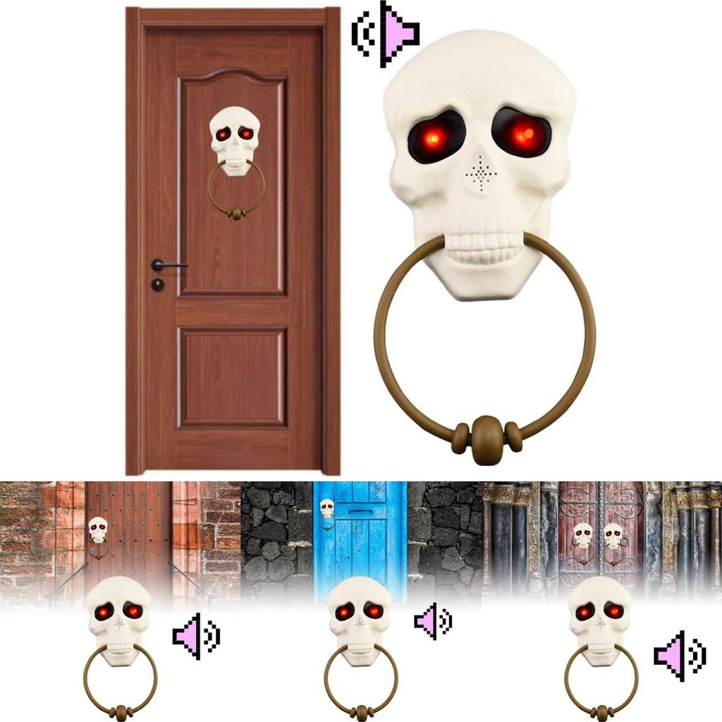 Spooky Halloween Doorbell Decorative Skull Design Light Up And Sound Effect Prop