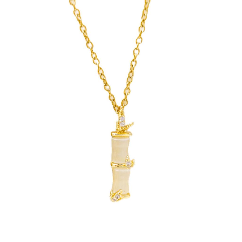 Bamboo Cat's Eye Stone Pendant Necklace - Light Luxury Niche Women's Choker