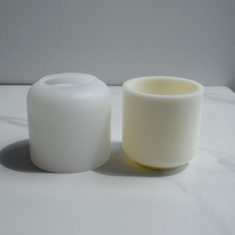 תבנית סיליקון עגולה לכוס נר עם מכסה, קופסת אחסון ומראה אפוקסי שרף, עשה זאת בעצמך צמנט, גבס, ארומתרפיה