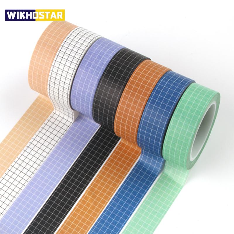 10M Ruban Washi à Carreaux Noirs et Blancs Papier Japonais DIY Planner Ruban de Masquage Adhésifs Autocollants Papeterie Décorative