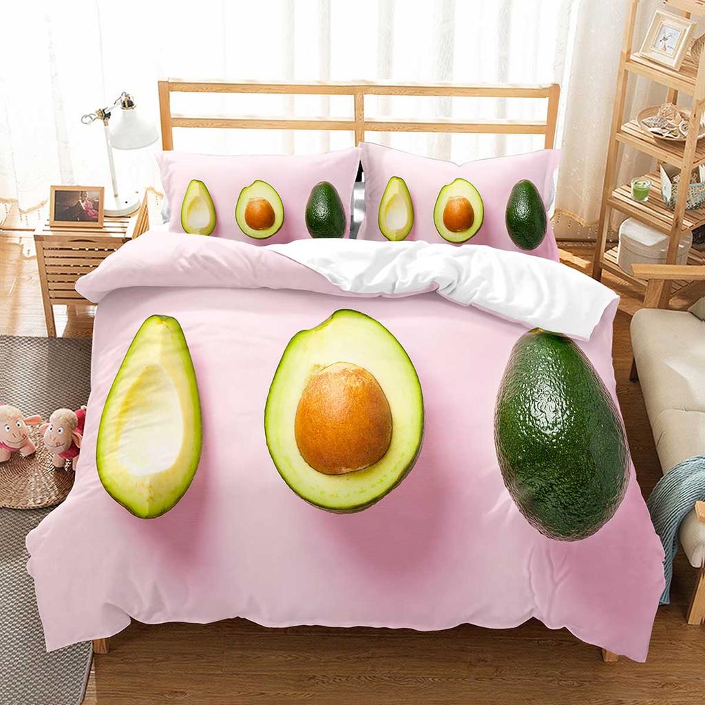 Avocado Duvet Cover Set Fresh Fruit Pattern Comforter Cover Double Single Size For Kids Teen Adults Bedding Set With Pillowcase