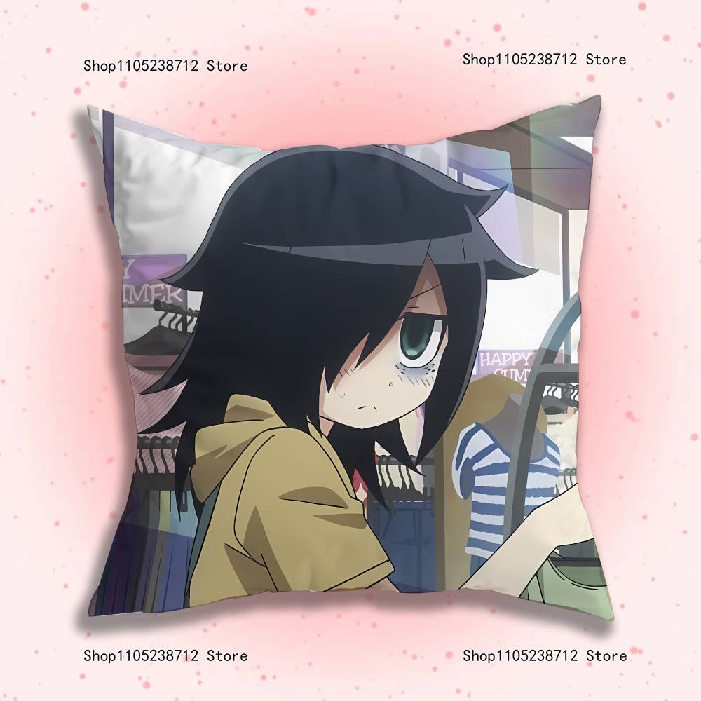 W-Watamote Tomoko Kuroki Anime Kissenbezug Milbendichter Kissenbezug Versteckter Reißverschluss Seidiger Kurzer Plüsch Sofakissenbezug