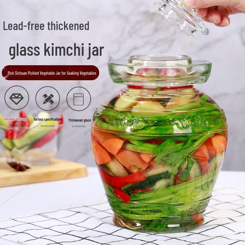 Thickened Glass Jar for Pickling: Sealed Household Container for Vegetables and Sauerkraut.