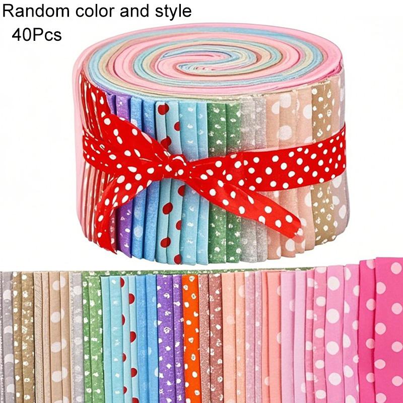 

40 шт. Набивные Разноцветные Лоскутные Рулоны Сделай Сам & Квилт Для Начинающих Тканевые Полоски 6.3x50СМ Серия Горошек Хлопковая Ткань 6.5*50