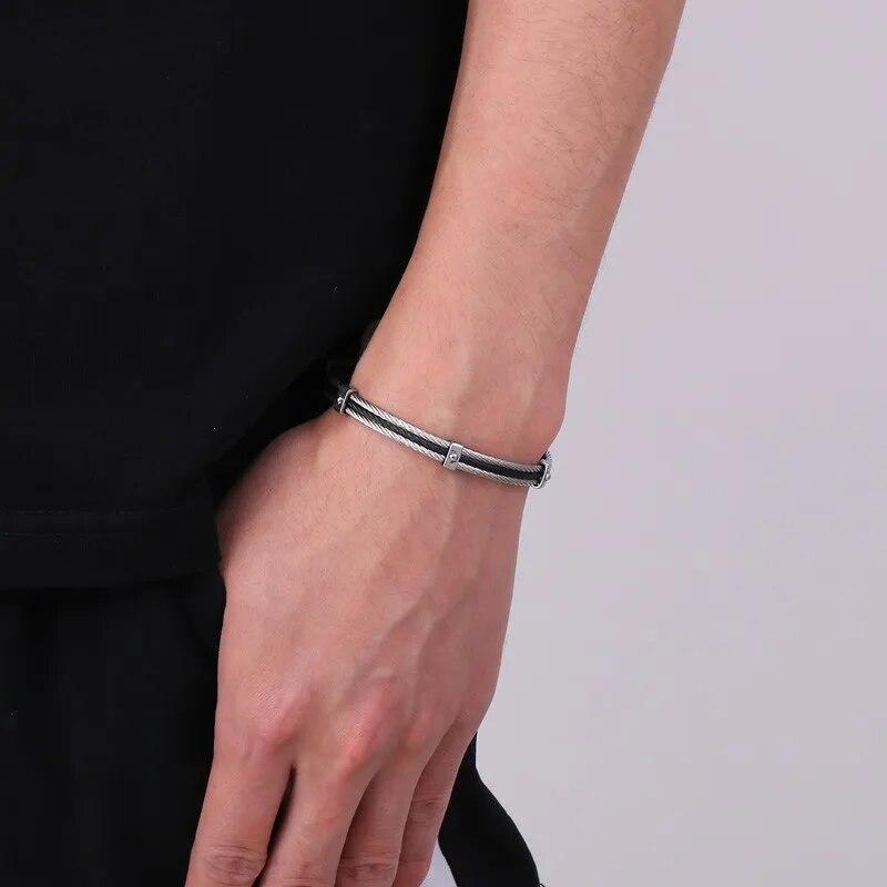 6MM Premium Wire Rope Woven Multilayer Bracelet for Men Punk - Sturdy Stainless Steel In Silver/Gold Color Party Jewelry Gift
