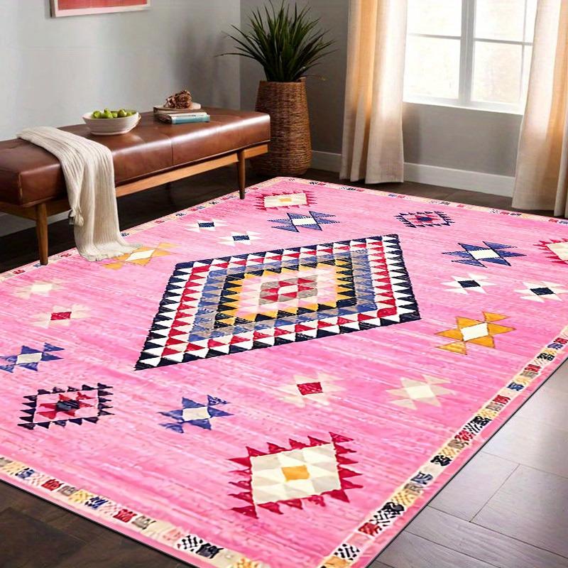 

1pc Pink Moroccan Pattern Rug, Upgraded Soft Area Rug, Suitable for Restaurants, Cafes, Living Rooms, Machine Washable 40x60cm