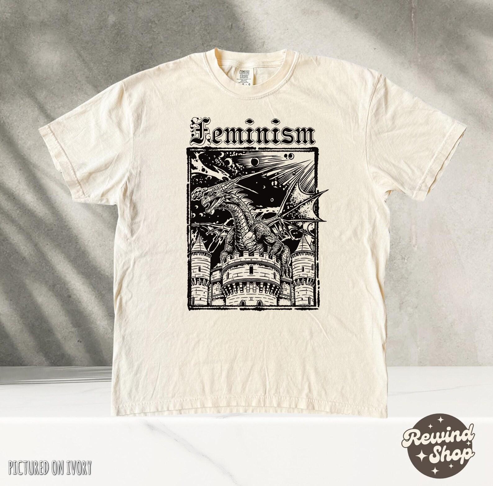 Feminism Dragon TShirt, Vintage Comfort Colors Shirt, Feminism Shirt, Meme Shirt, Gift For Her, Y2k Thsirt, vintage graphic tee S