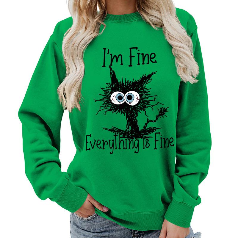 Weekends Printed Round Neck Women's Top Sweatshirt for Autumn Winter Casual Loose Fit Pullovers & Long Sleeves Women’s