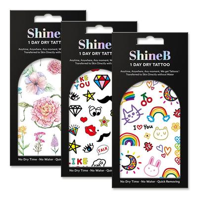 Shinebee Ein-Tages-Trockentattoo-Aufkleber-Set von 3, DT3-04, 1 Set