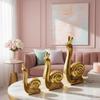 Home Decor Snail Family Ceramic Finish Figures - (Set of 3 Piece, Golden)