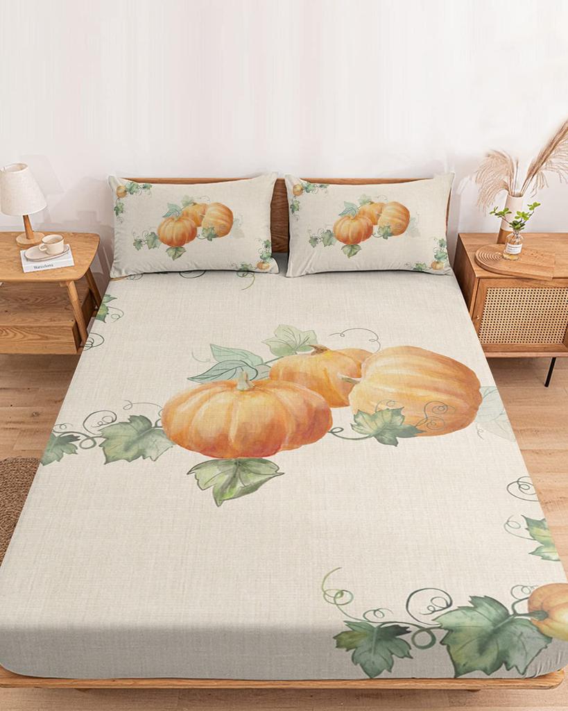Autumn Maple Leaf Pattern Sheet Three-Piece Digital Printed Sheet Bedding Set Adult Children