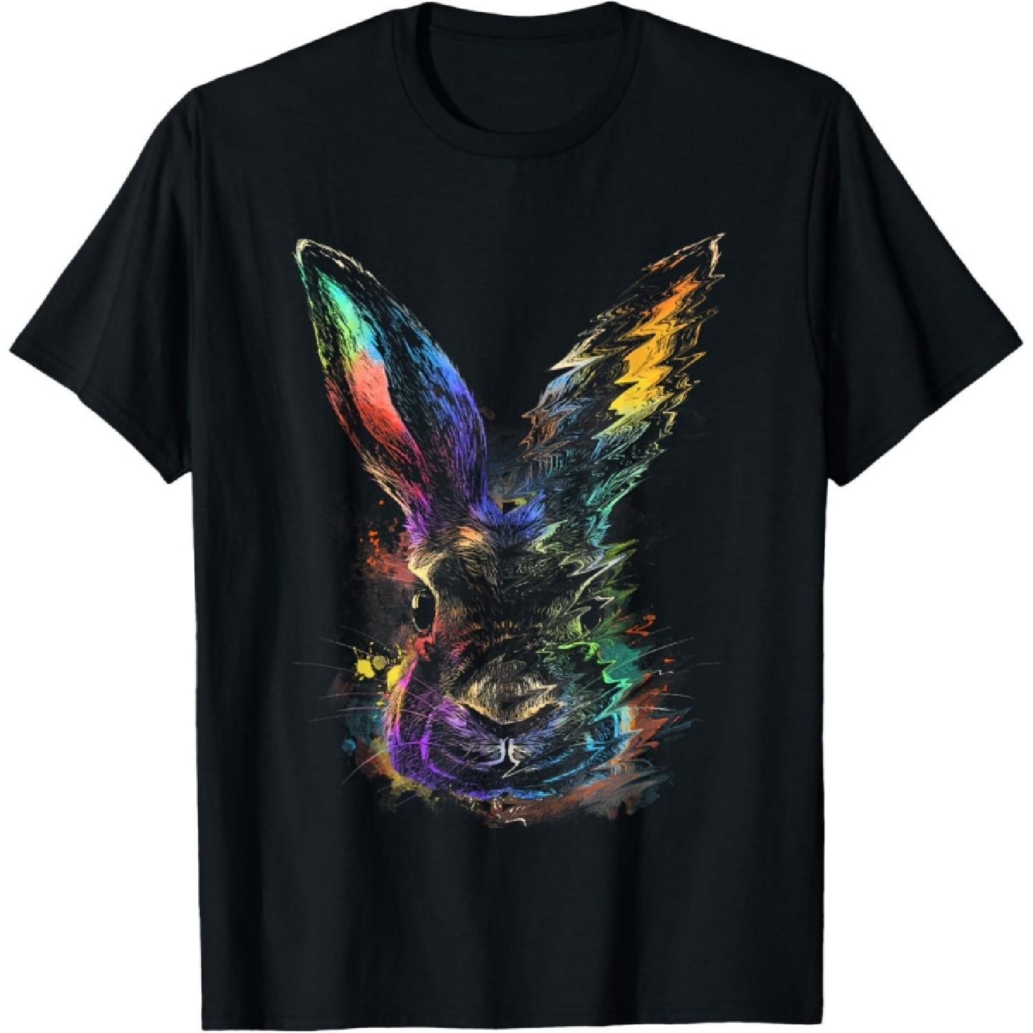 Rabbit Animal Art Colourful Artwork R T-Shirt S