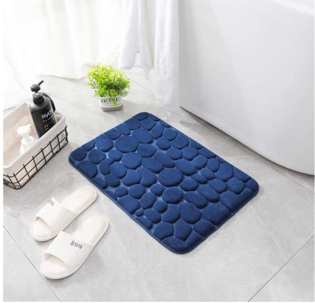 Schöne Badezimmer-Badematte mit Kopfsteinpflaster-Prägung, rutschfeste Teppiche im Waschbecken, Badewanne, seitlicher Bodenteppich, Duschraum-Fußmatte, Memory-Schaum-Pad